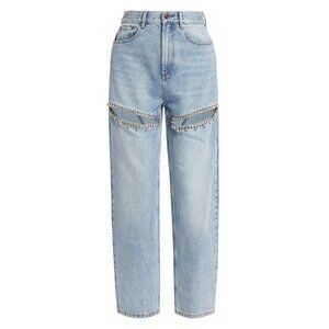 LIKE NEW Area Crystal-Embellished Slit Jeans, size 25